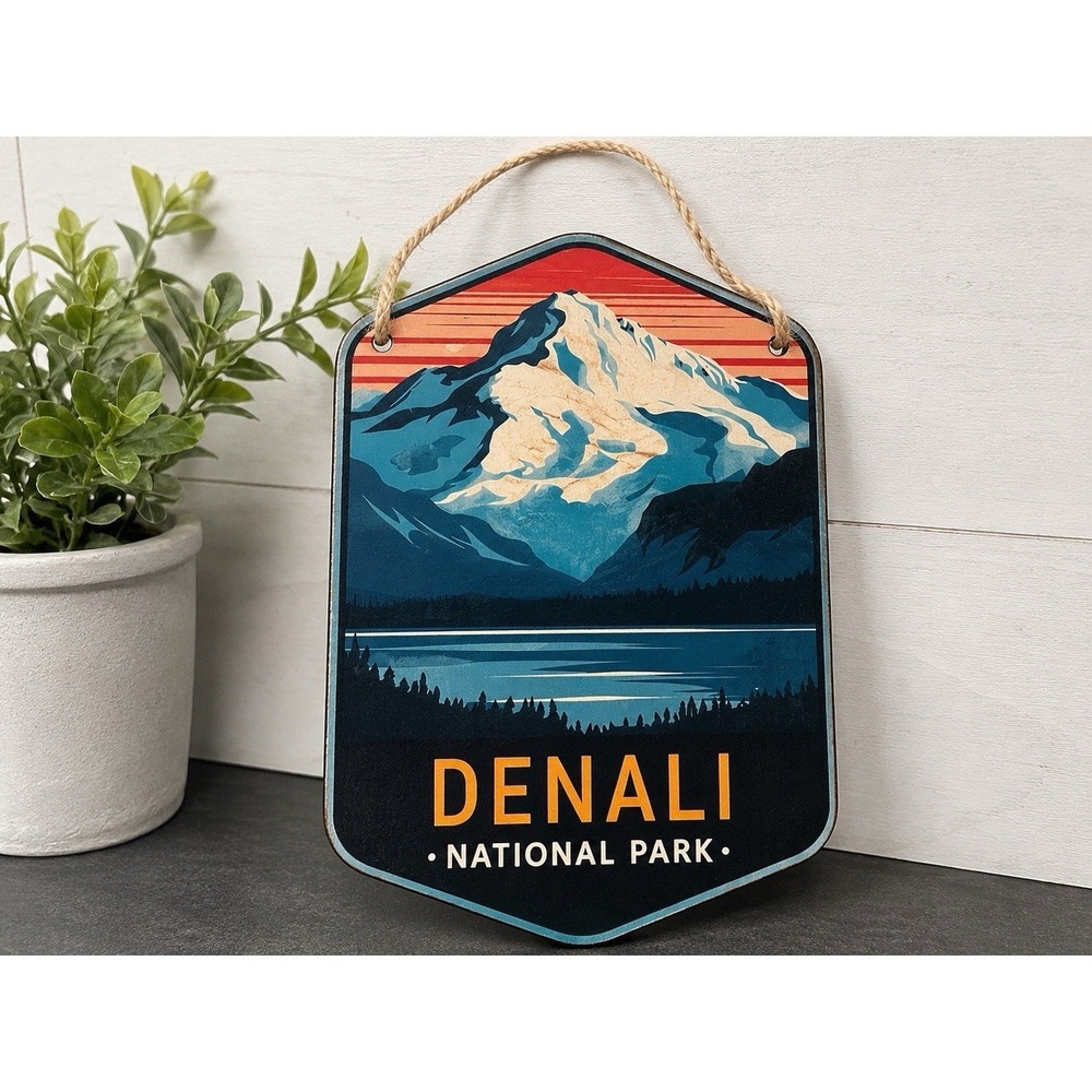Denali National Park Wood Sign Retro Mountain Wall Art Decor Alaska Souvenir - Picture 2 of 5